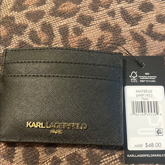 Karl Lagerfeld Black and Cream Card Holder - Picture 2 of 4